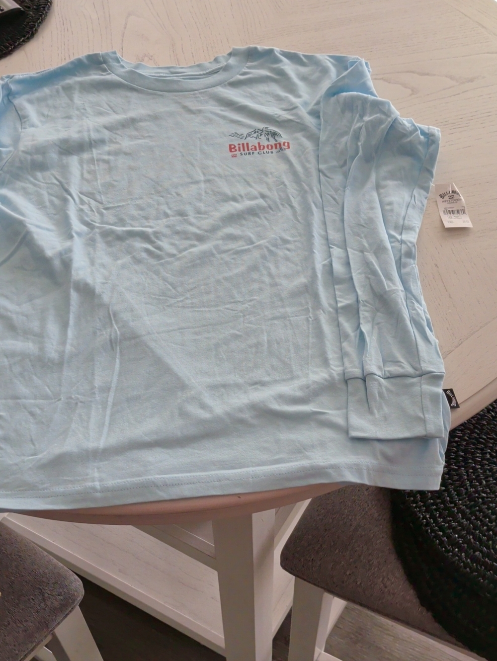 Billabong Light Blue Long Sleeve Tee with Chest Logo